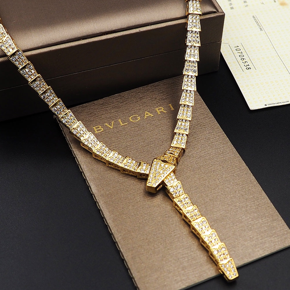 18K BV Serpenti Viper Full Pavé Diamonds Necklace