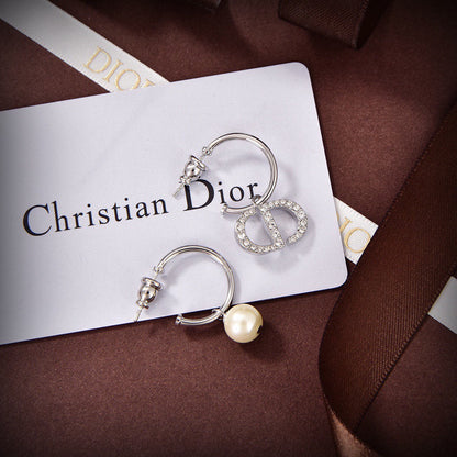 18K Petit CD Pearl Earrings