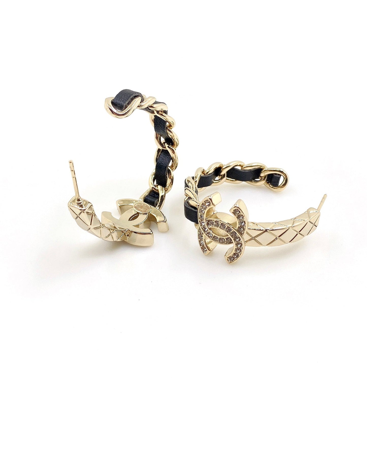 18K CC Black Open Earrings