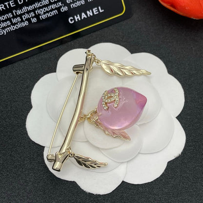 18K CC Pink Crystal Heart Brooch
