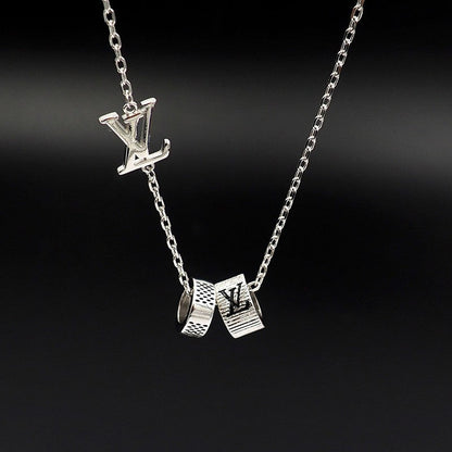 18K Louis Damier Rings Pendant Necklace