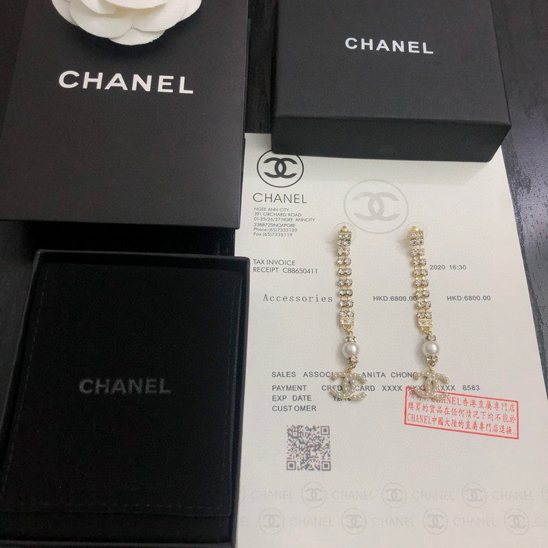 CC Diamond Tassel Long Earrings