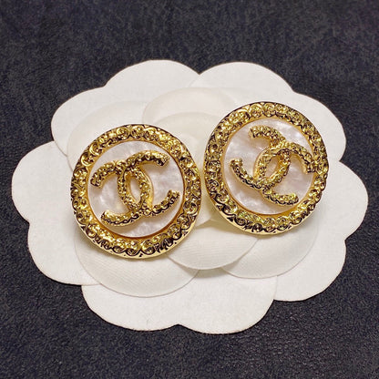 18k CHANEL CC Crystal Earrings