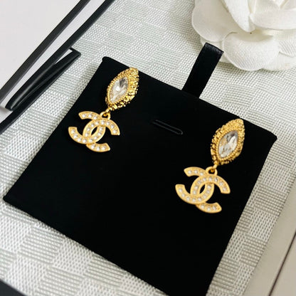 18K CC Crystal Gold Earrings