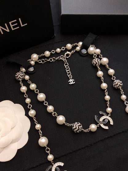 18K CC Star Pearls Long Necklace