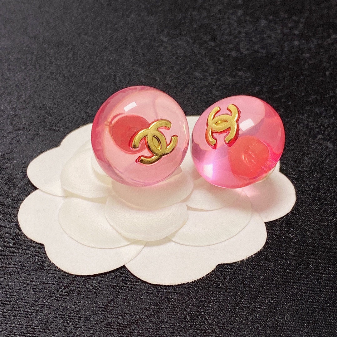 Boucles d'oreilles en cristal rose CC 18 carats