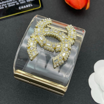 18K CC Pearl Diamond Transparent Cuff Bracelet