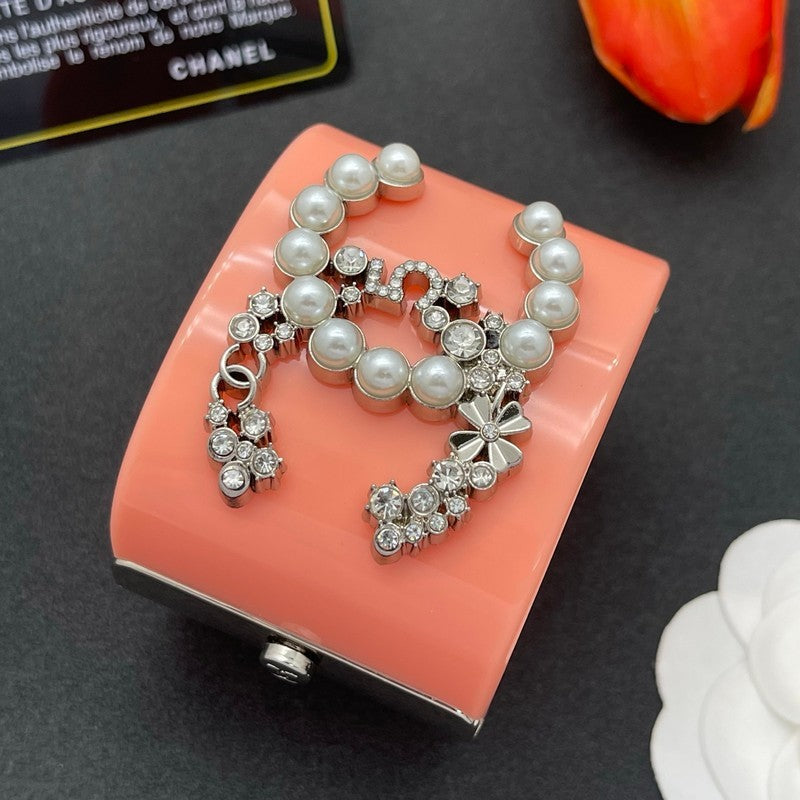 18K CC Pearl & Diamond Pink Cuff Bracelet