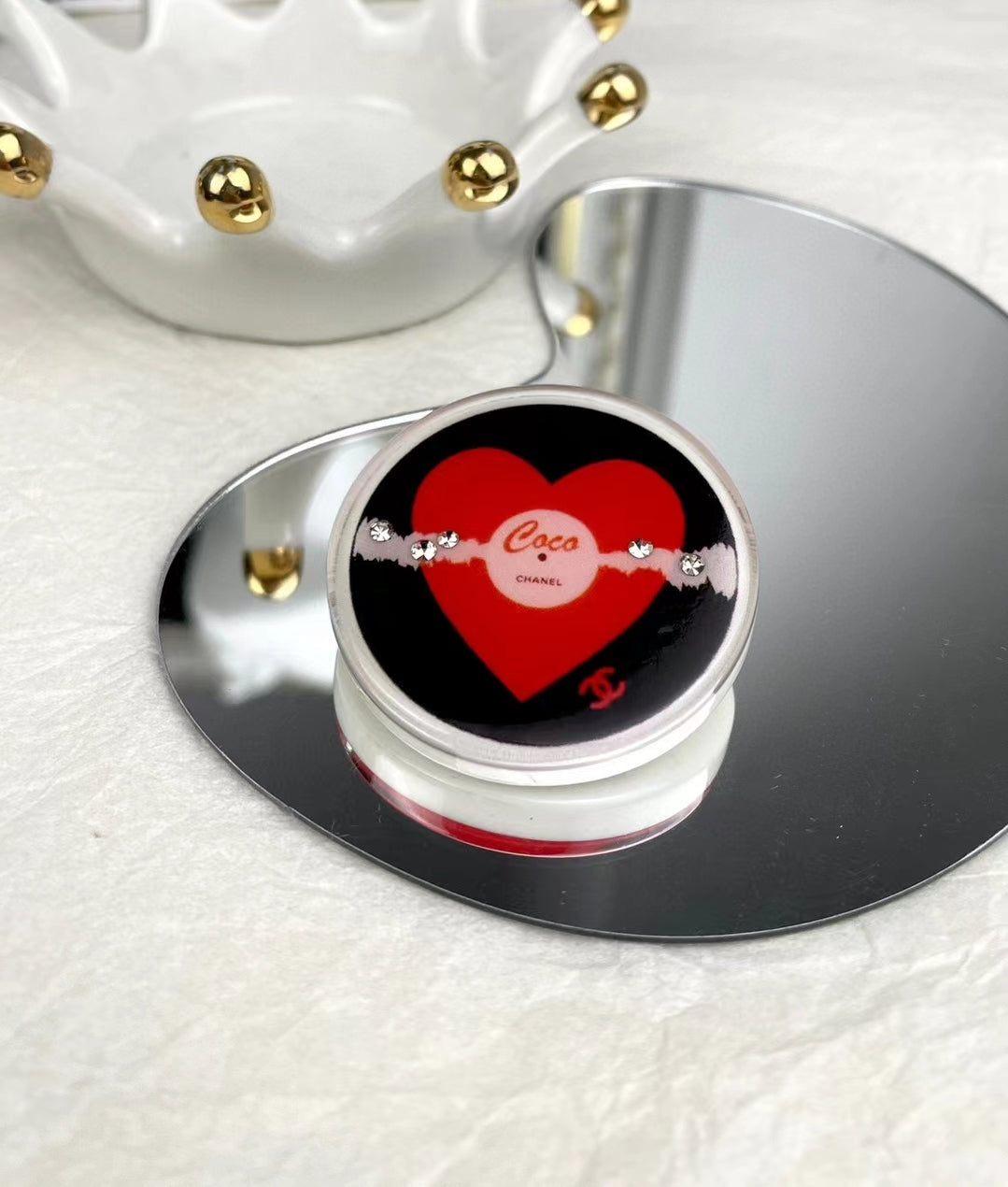 18K CC Red Heart Resin Brooch