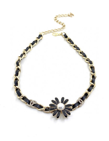 18K CC Black Daisy Necklace