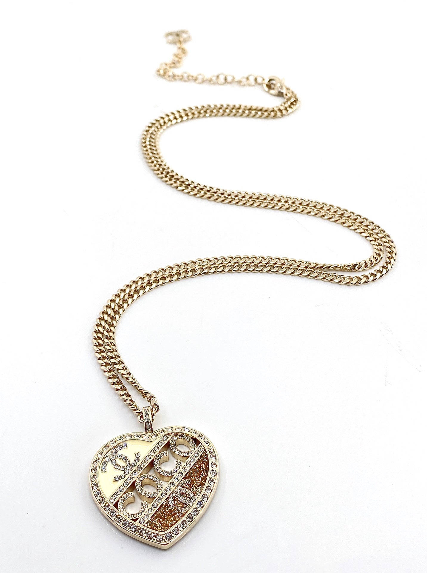 18K CC Heart Diamond Chain Necklace