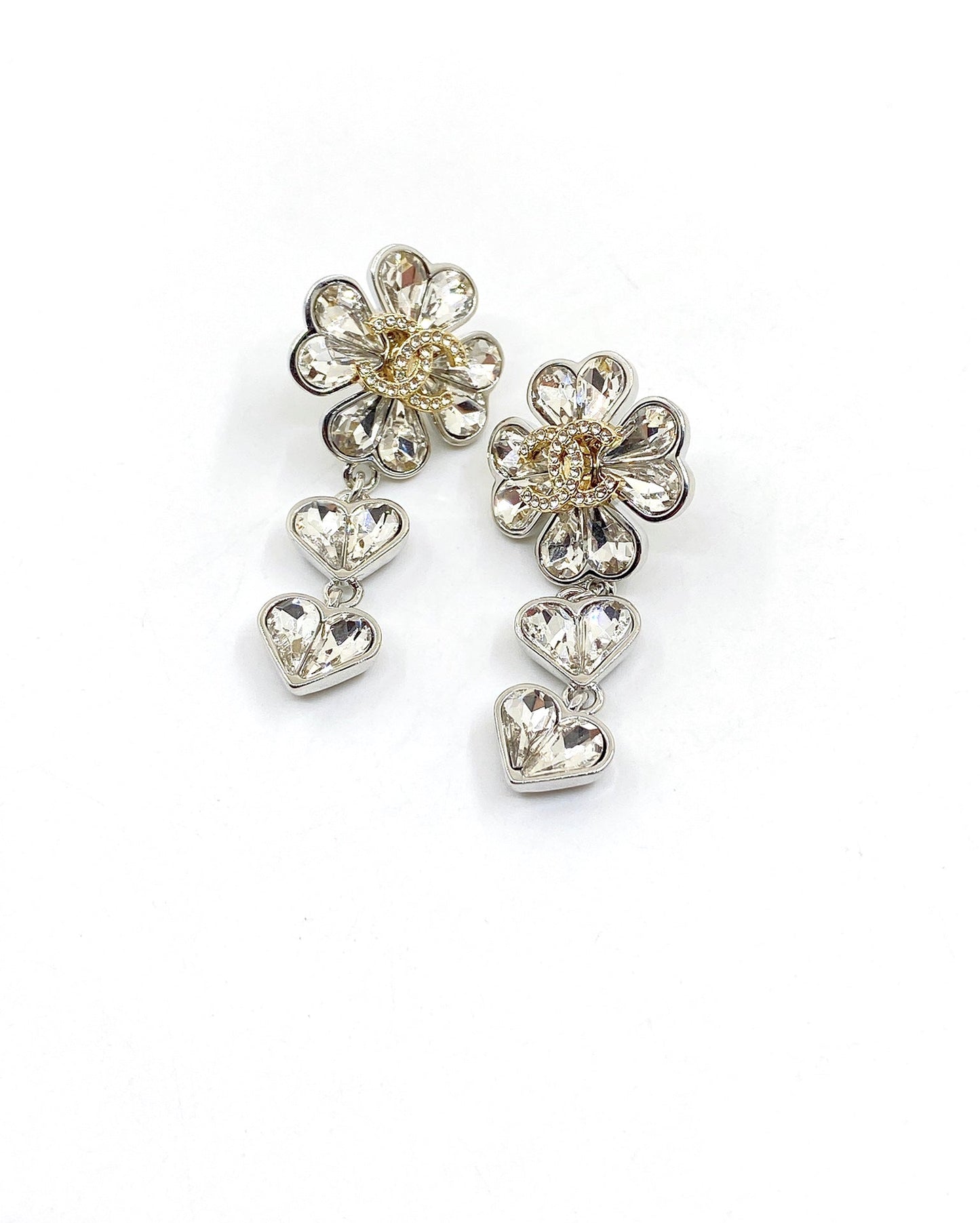 Boucles d'oreilles à fleurs en cristal CC 18 carats