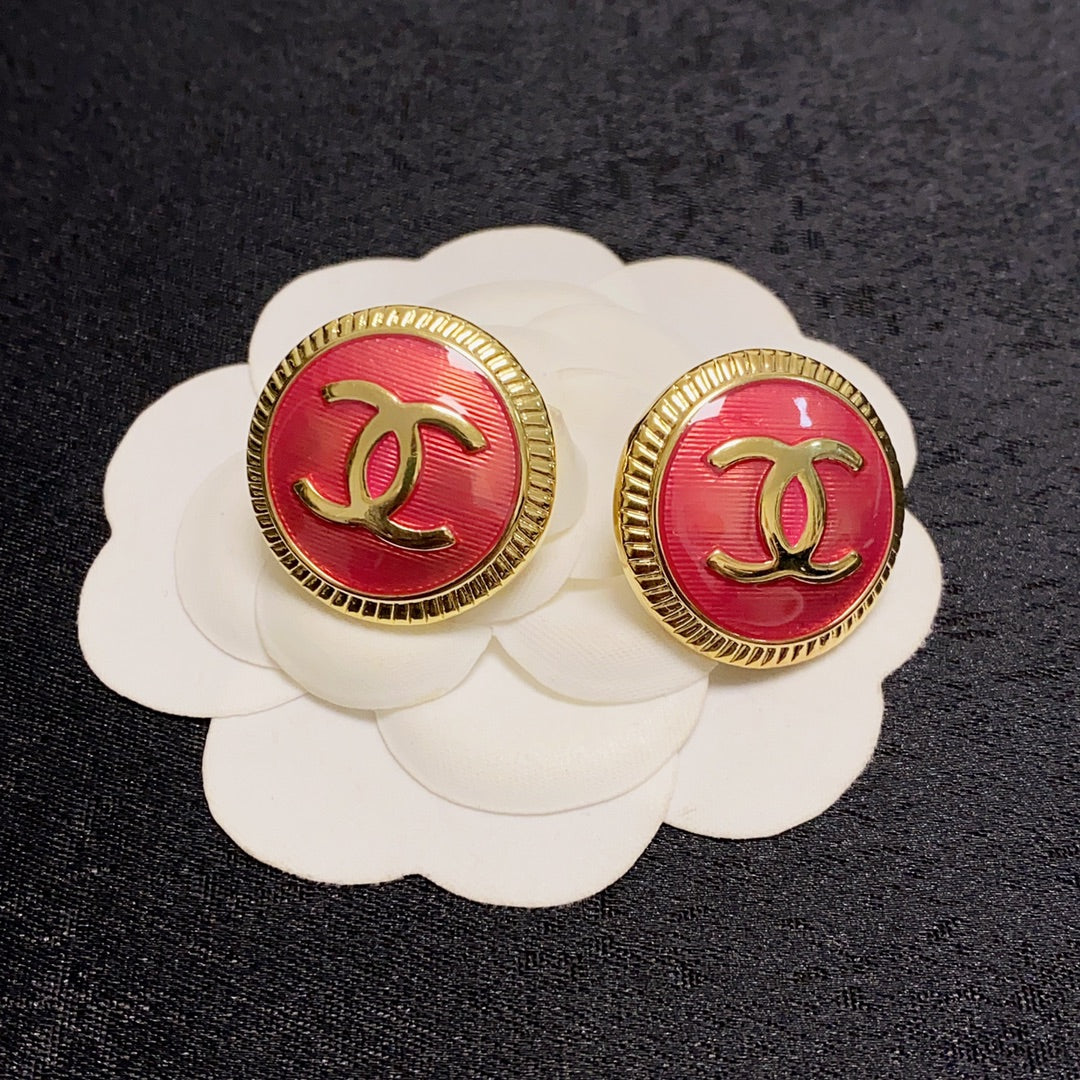 18K CHANEL CC Red Earrings