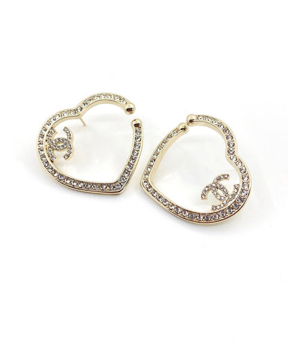 18K CC Diamond Heart Earrings