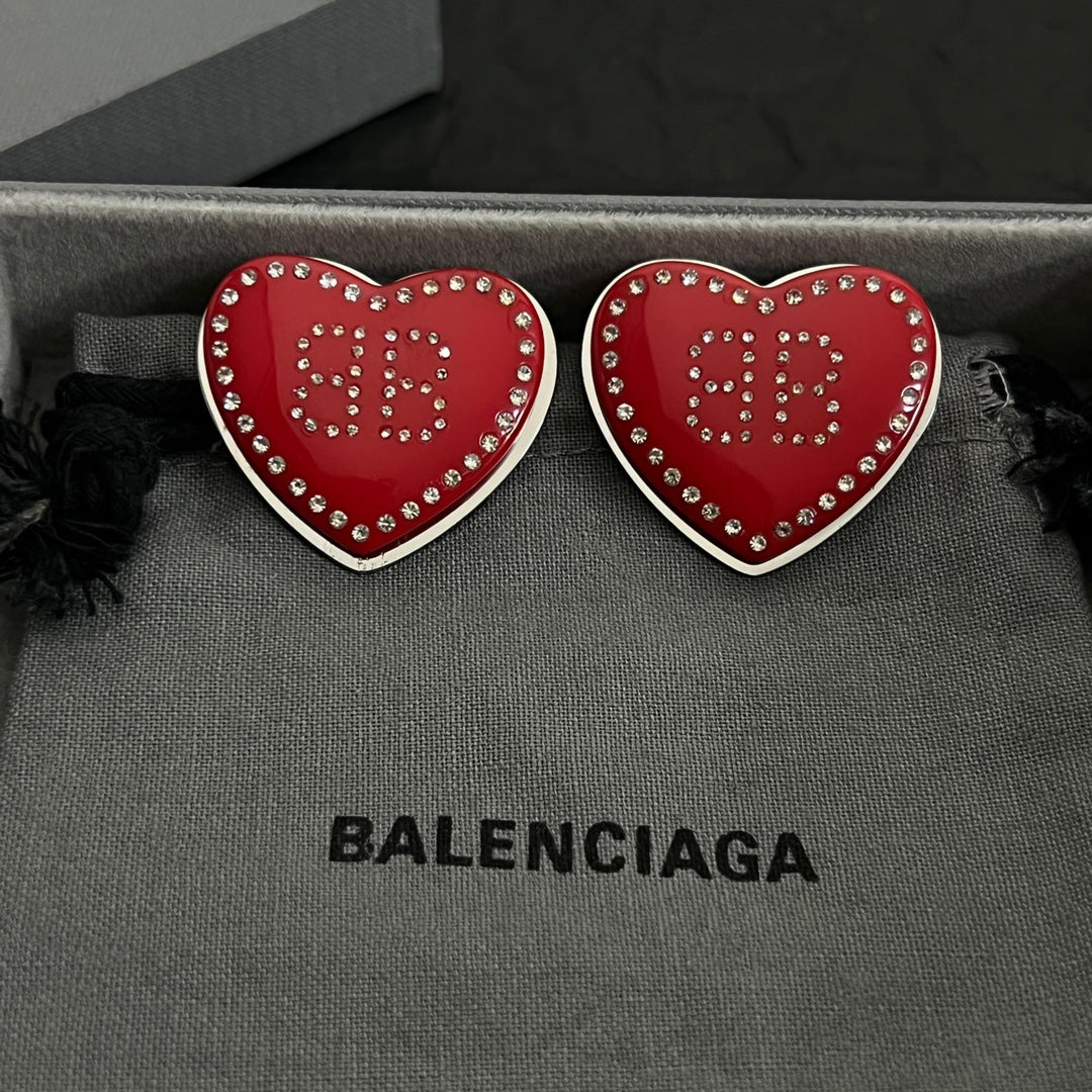 18K BB Red Heart Earrings