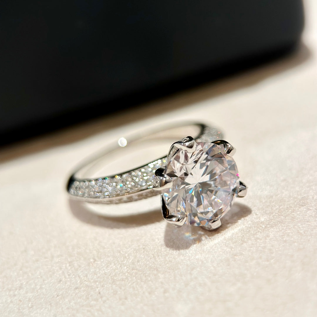 18K T Pavé Setting Engagement Ring