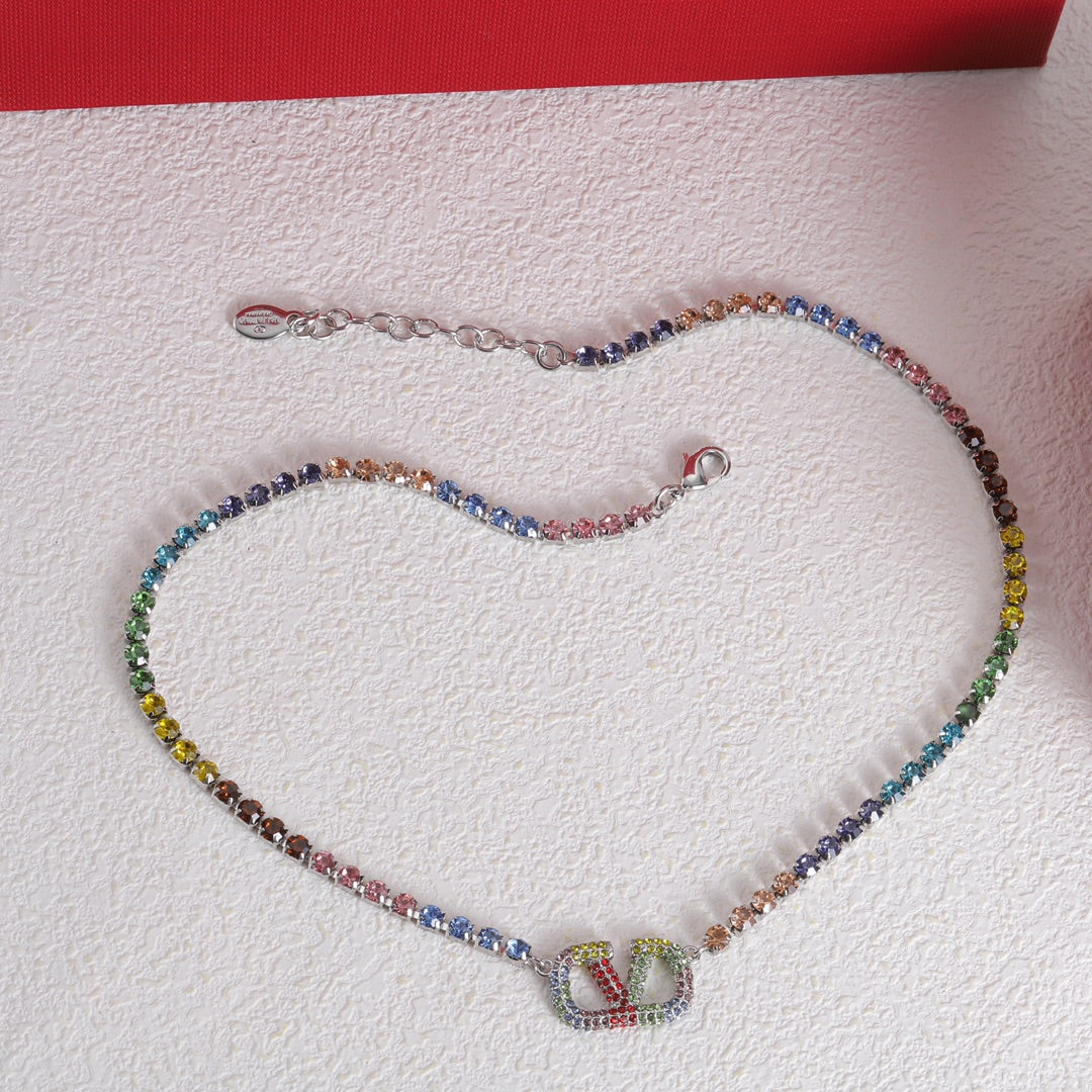 Collier de cristaux multicolores Vlogo 18 carats