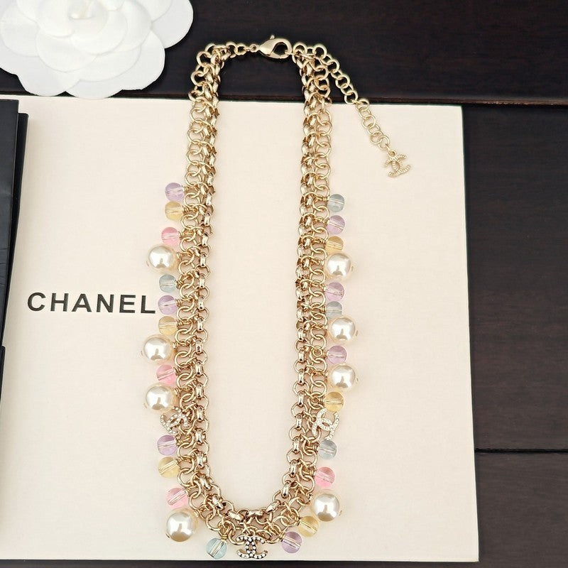CC Pink Crystal Chain Links Necklace