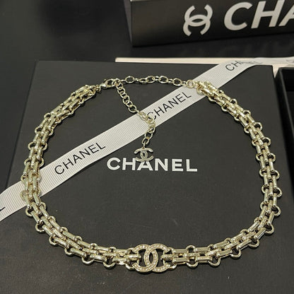 18K CC Pave Diamond Gold Necklace
