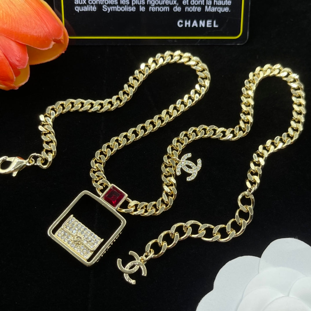 18K CC Bag Pendant Chain Necklace