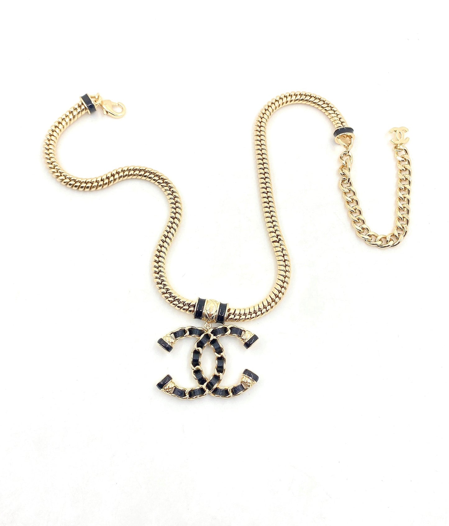 18K CC Leather Chain Necklace