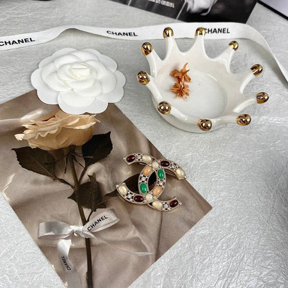 18K CC Color Crystal Diamond Brooch