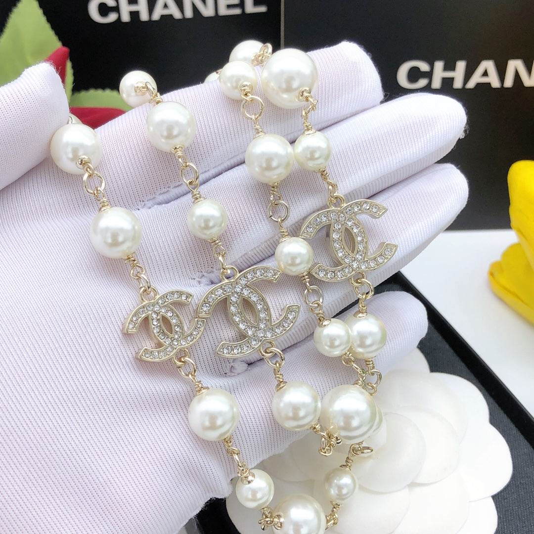 18K CC Long Pearls Necklace