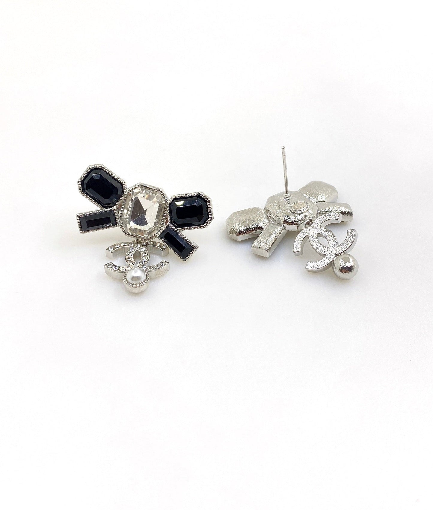 18K CC Bow Tie Crystals Earrings