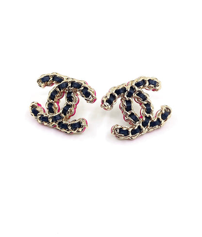 Boucles d'oreilles en cuir et résine rose CC 18 carats