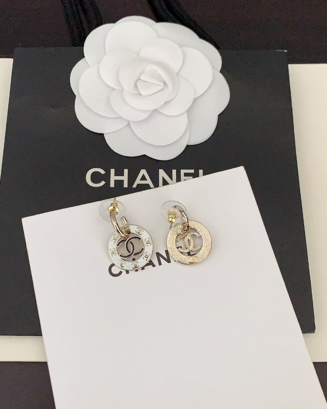 18K CC Circle Earrings