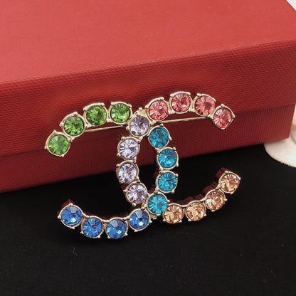 18K CC Color Crystals Brooch