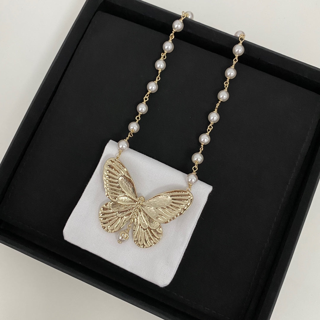 18K CD Butterfly Choker Necklace