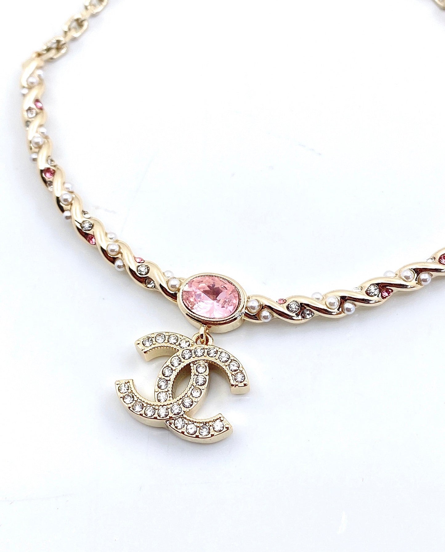 18K CC Pink Crystal Necklace