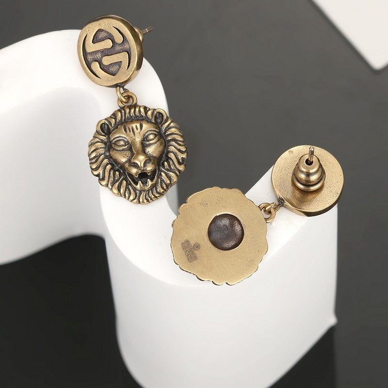 18K Double G Lion Pendant Earrings