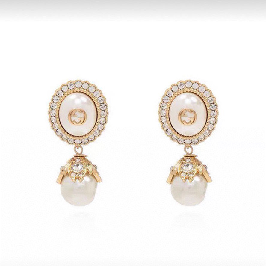 18K GUCCI GG Pearl Earrings