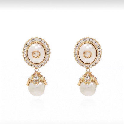 18K GUCCI GG Pearl Earrings