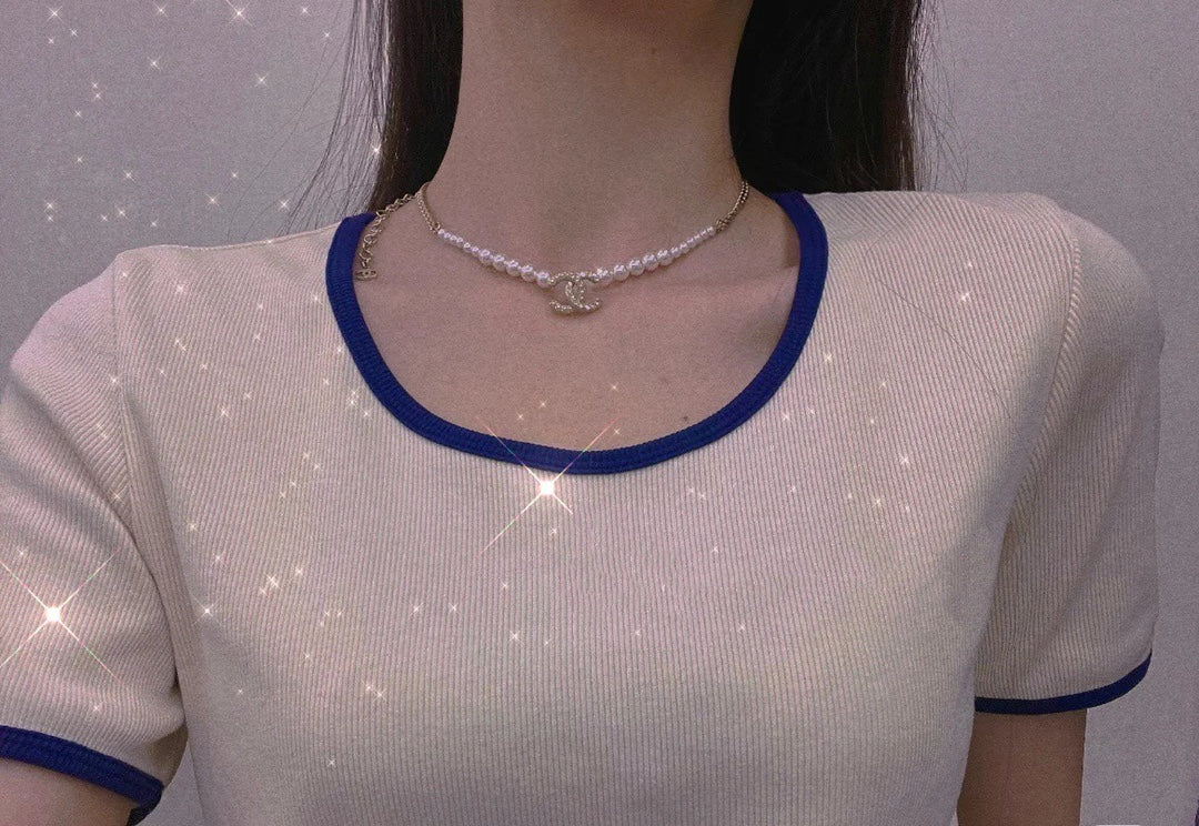 18K CC Pearls Choker Necklace