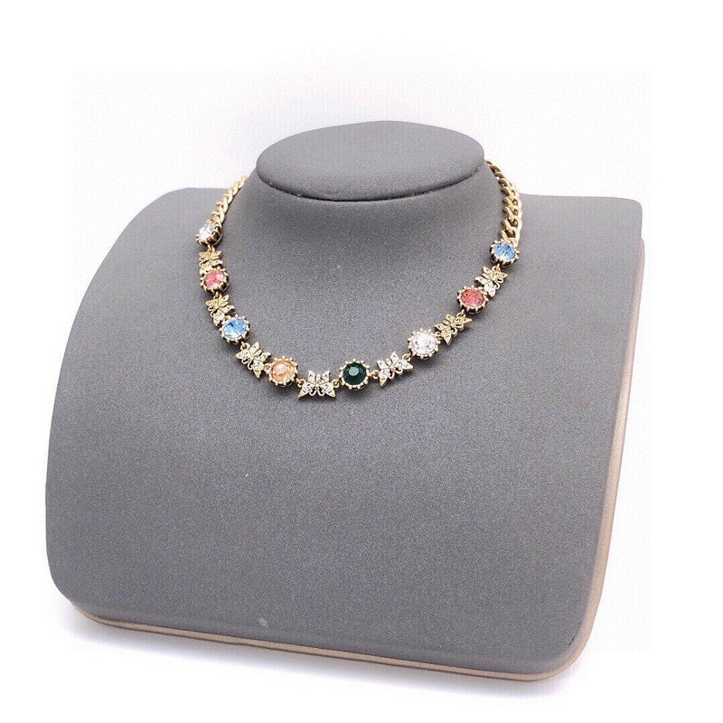 GG Color Crystal Gold Chain Necklace