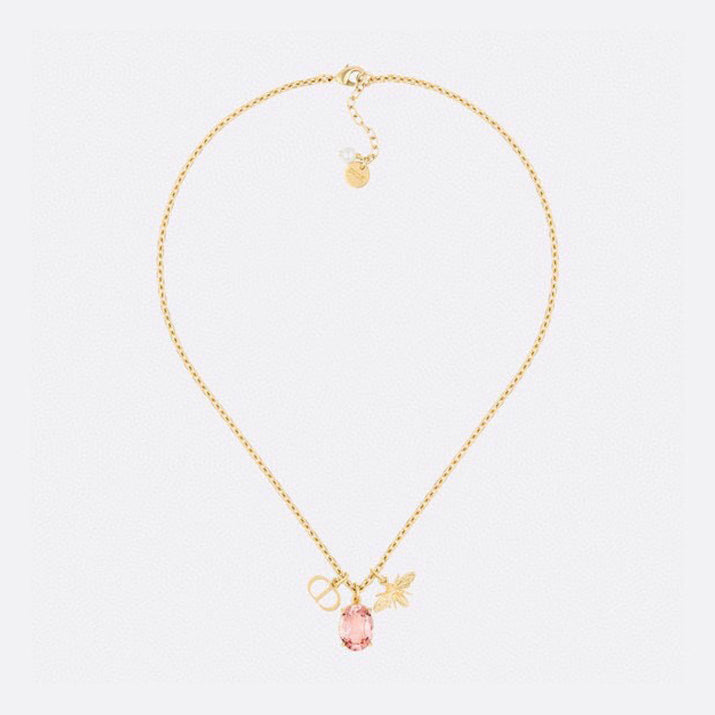 18K Dior Petit CD Pink Crystal Necklace