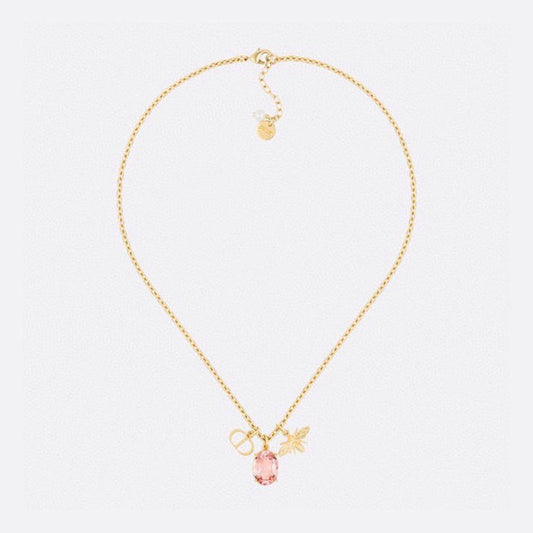 18K Dior Petit CD Pink Crystal Necklace