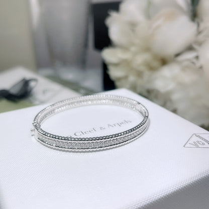 18K White Gold Perlée Diamonds One Row Bracelet