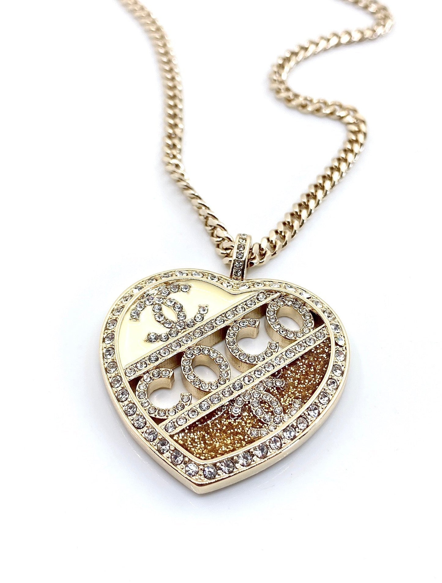 18K CC Heart Diamond Chain Necklace