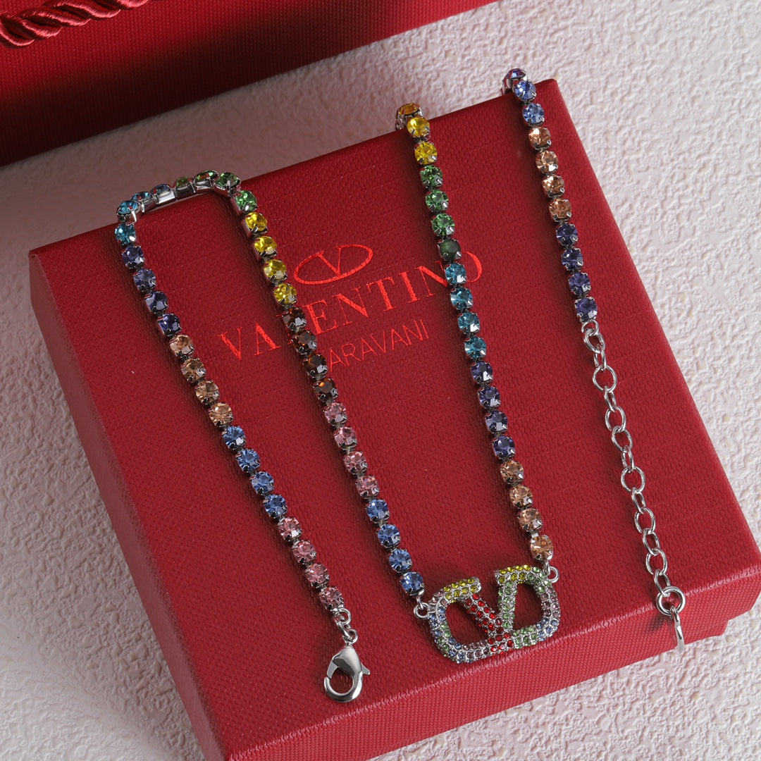 Collier de cristaux multicolores Vlogo 18 carats