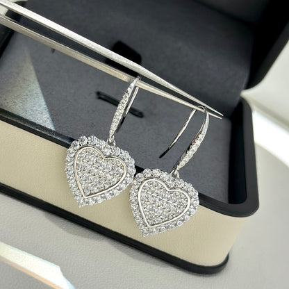 Boucles d'oreilles diamants cœur T 18 carats