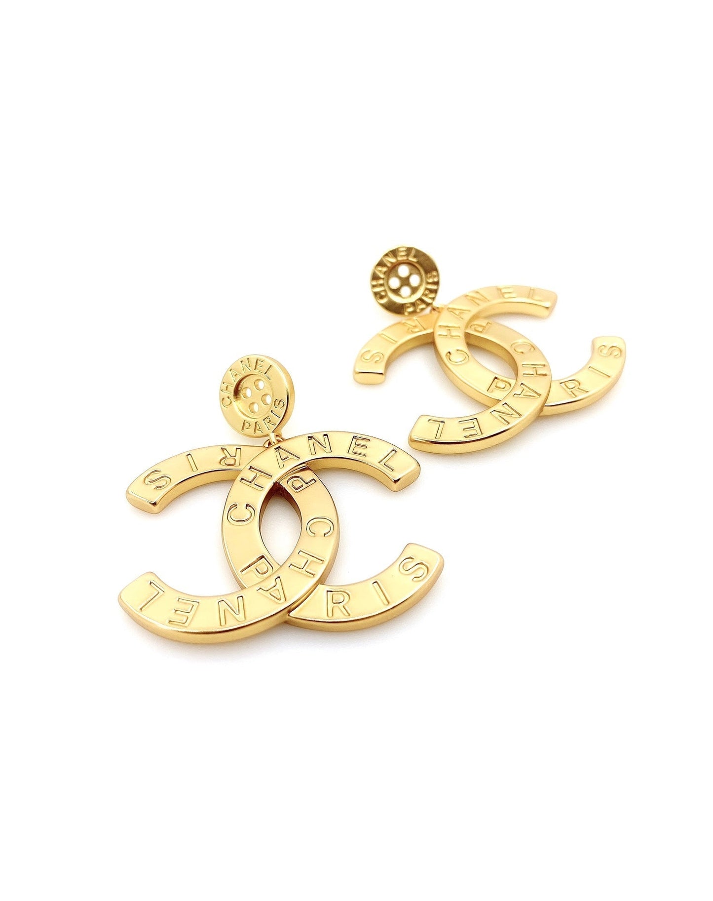 Boucles d'oreilles pendantes CC 18 carats