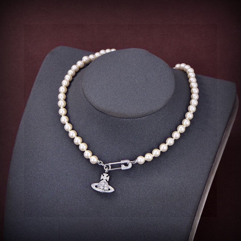 Vivienne West Mini Bas Relief Pearls Necklace