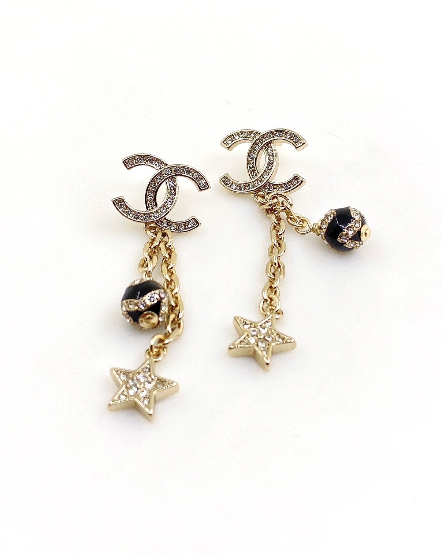 Boucles d'oreilles en perles étoiles CC 18 carats