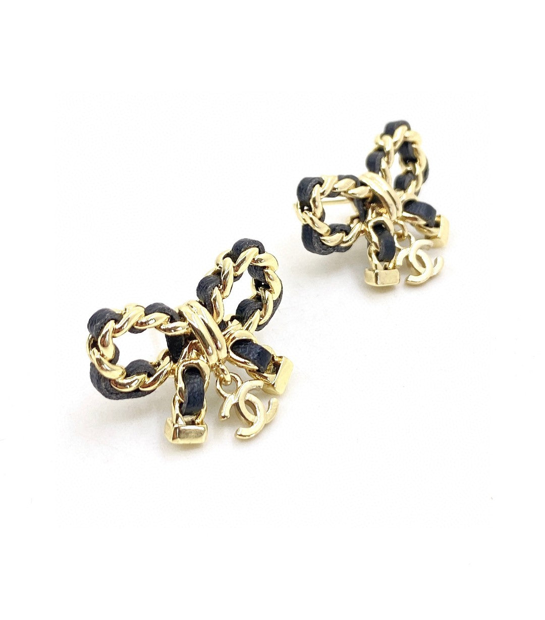 18K CC Bow Tie Strass Earrings