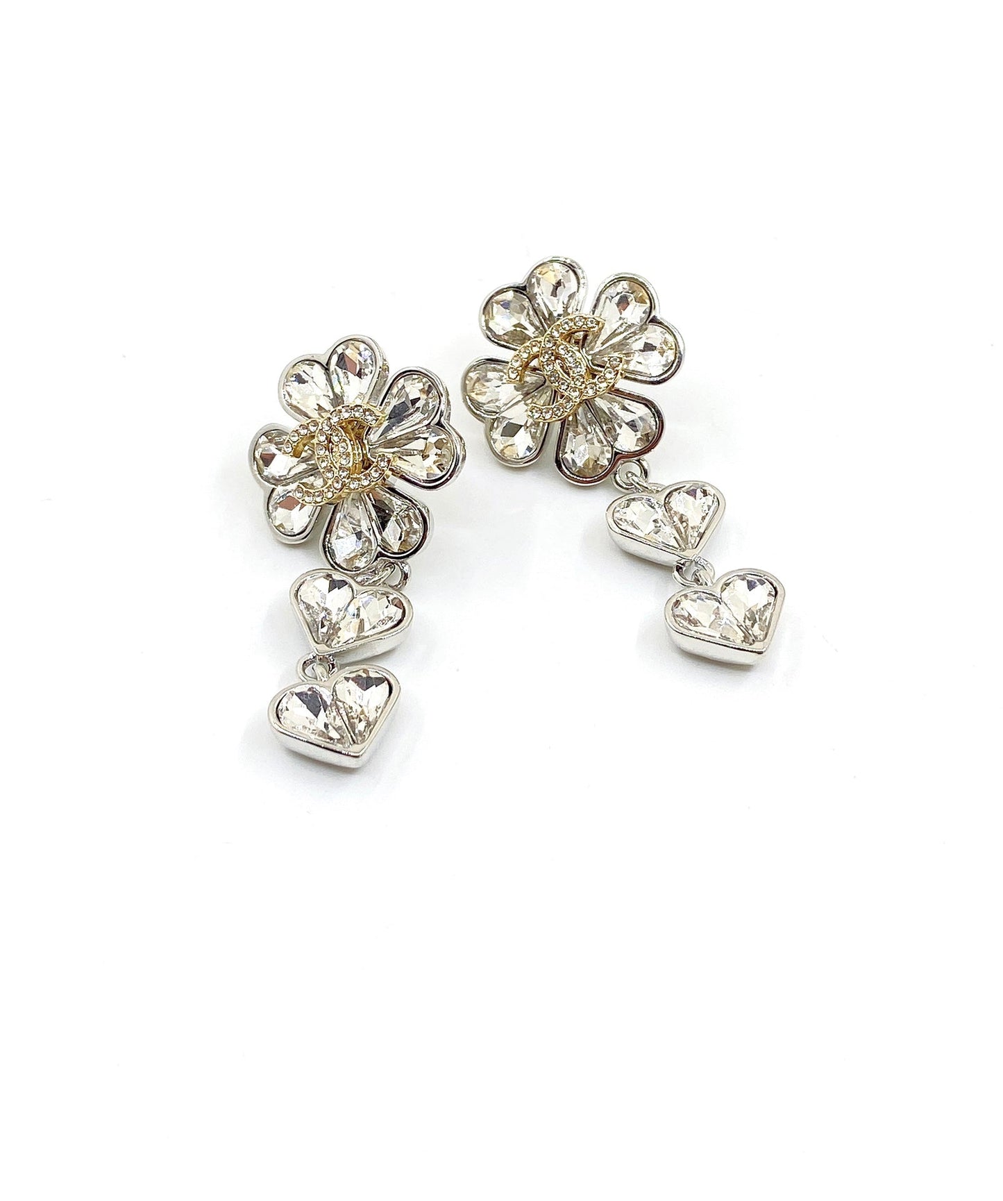 Boucles d'oreilles à fleurs en cristal CC 18 carats