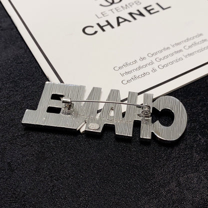 18K CC Crystals Letter Brooch